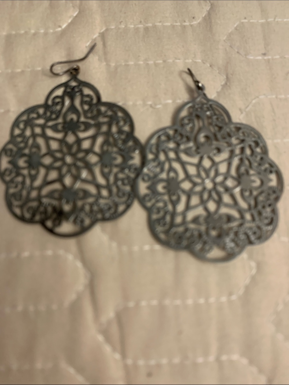 Filigree Floral Drop Earrings in Gunmetal